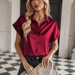Satin Button Down Shirts- Nadorine (Us Only)