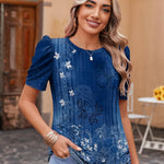 Nadorine Blouse Dressy Casual Puff Short Sleeve Boho Tops