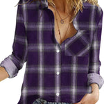 Nadorine Women's Long Sleeve Button Down Flannel Shirts Plaid Shacket