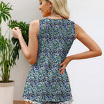 Zeagoo Women's Tank Tops Pleated Floral Flowy Boho Tunic Shirts