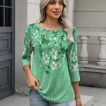 Nadorine 3/4 Length Sleeve Women Tops Blouses