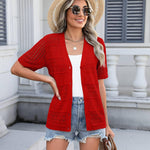 Nadorine Short Sleeve Crochet Cardigan Button up Bolero Shrug Sweater