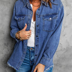 Nadorine Jean Jackets Ripped Stretchy Denim Jean Jacket