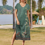 Nadorine Floral Dress Short Sleeve Beach Dress