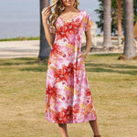 Nadorine Floral Dress Short Sleeve Beach Dress