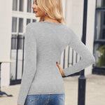 Nadorine 2 Pack Women's Long Sleeve V Neck Slim Fit T Shirts