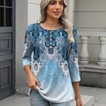 Nadorine 3/4 Length Sleeve Women Tops Blouses