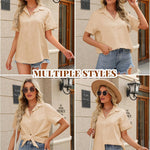 Nadorine Blouse Shirt Blouse Short Sleeve 100% Cotton Shirts (DE Only)