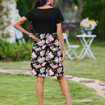 Nadorine Casual Dress Floral Patchwork Dress with Pockets