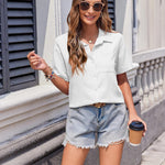 Nadorine Short Sleeve Button Down Shirt Casual Loose Fit Blouses