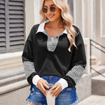Zeagoo Women's Sweatshirt Striped Long Sleeve Henley Button Tunic Tops