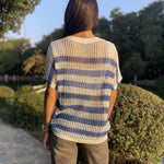 Nadorine Short Sleeve Crochet Sweater Tops
