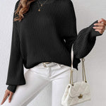 Nadorine Sweater Casual Long Sleeve Color Block Loose Pullover