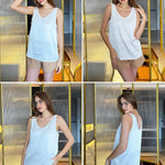 Nadorine Women's Satin Tank Top Sleeveless Blouse Top