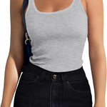 Nadorine 2 Packs Womens Ribbed Tank Tops Square Neck Tops