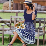 Nadorine Casual Dress Floral Patchwork Dress with Pockets