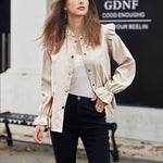 Women Corduroy Shirts Long Sleeve Button Down Shacket Jacket Ruffle Blouses Top S-XXL - Nadorine (Us Only)
