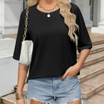 Nadorine Oversized Loose Fit Short Sleeve Striped Tops
