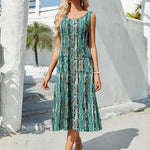 Nadorine Floral Beach Sundress Casual A-Line Midi Tank Dresses