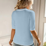Nadorine Short Sleeve Sweater Crew Neck Dressy Casual Soft Knit Tops