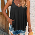 Nadorine Flowy Strap Eyelet Embroidery Sleeveless Casual Tank Top
