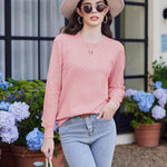 Nadorine Women's Knitted Jumper Elegant Crew Neck Pullover