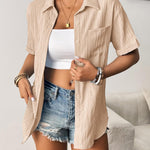Nadorine Short Sleeve Button Down Shirt Casual Loose Fit Blouses