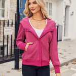 Zeagoo Womens Corduroy Knit Hoodies Zip Up Shirt Jacket