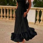 Margovil High Waist Ruffle Hem Swing Maxi Cami Party Dress