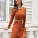 Nadorine Women's Knitted Dress Long-Sleeve Elegant Dresses (DE Only)