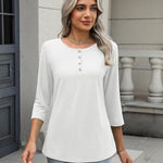 Nadorine 3/4 Length Sleeve Women Tops Blouses