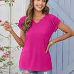 Nadorine Short Sleeve Shirts Loose Fit V Neck T Shirts