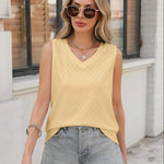 Nadorine Women Eyelet Tank Tops Sleeveless Shirts V Neck Cute Top