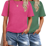 Nadorine 2 Pack Women Tshirts Short Sleeve Crew Neck Tops