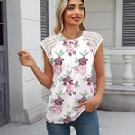 Nadorine Women's Lace Cap Sleeve Tops Pleated Tank Tops