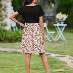 Nadorine Casual Dress Floral Patchwork Dress with Pockets