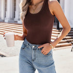 Nadorine Women's Scoop Neck Ribbed Knit Tank Tops