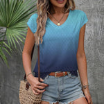 Nadorine T Shirt Women's V-Neck Short Sleeve Blouse Top (DE Only)