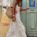 Summer Rise Striped Halter Neck A-line Maxi Dress