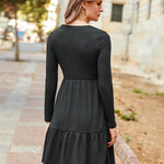 Nadorine Women's Autumn Dress Long Sleeve Round Neck Knitted Dress