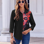Nadorine Button Down Shirts Dressy Floral Printed Blouse