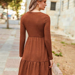 Nadorine Women's Autumn Dress Long Sleeve Round Neck Knitted Dress