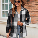 Nadorine Women Flannel Shacket Jacket Plaid Button Down Shirt