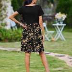 Nadorine Casual Dress Floral Patchwork Dress with Pockets