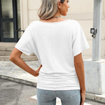 Nadorine Women's Short Sleeve Shirts V Neck Blouse