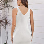 Women's Ribbed Knit Bodycon Dresses V Neck Tank Sleeveless Sexy Club Mini Dress - Nadorine (Us Only)