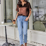 Satin Silk Blouse Tops - Nadorine (Us Only)