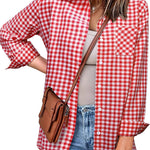 Nadorine Long Sleeve Plaid Shirt for Women Flannel Button Down Shirts