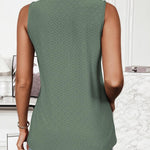 Nadorine Sleeveless Eyelet Shirts High Neck Top