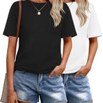 Nadorine 2 Pack Women Tshirts Short Sleeve Crew Neck Tops